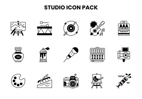 Studio DuoTone Vector Icons Pack Stock Illustration