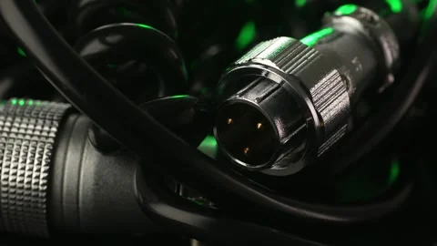 Studio Equipment Connection with a green blinking light. Stock Footage 258440859