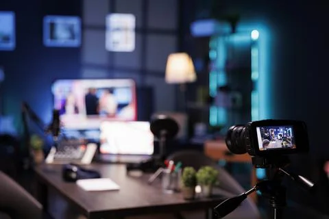 Studio filled with recording equipment Stock Photos
