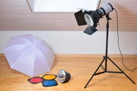 Studio flash and light modifiers Stock Photos