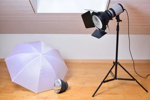 Studio flash and light modifiers Stock Photos