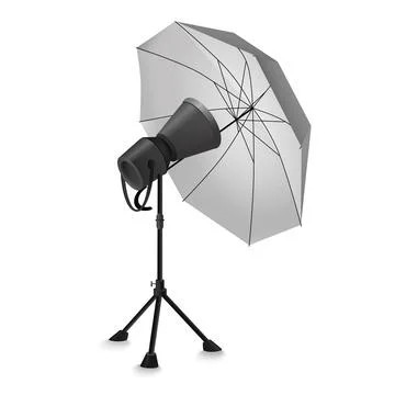 Studio flash camera with umbrella Illustrazione stock