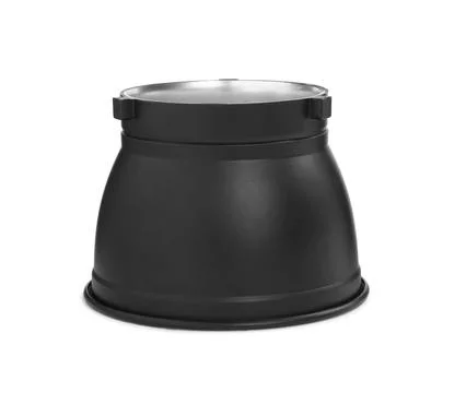 Studio flash light reflector isolated on white. Professional photographer's e Stock Photos