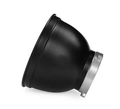 Studio flash light reflector isolated on white. Professional photographer's e Stock Photos