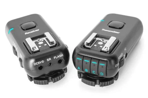 Studio flash lights remote multichannel radio control Stock Photos