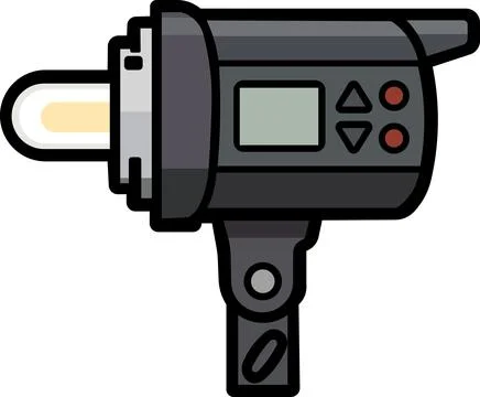 Studio flash monobloc with external power pack Stock Illustration