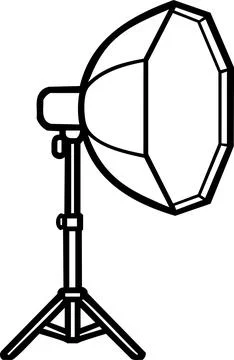 Studio flash with octabox line art outline icon Stock Illustration