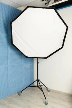 Studio flash with octabox Stock Photos