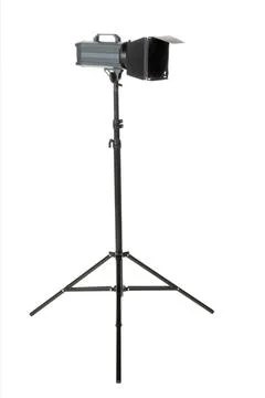 Studio flash with reflector and comb isolated on a white background Stock Photos