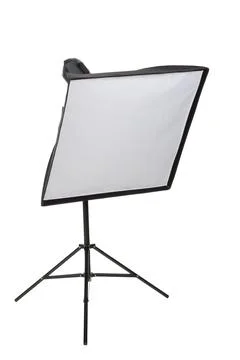 Studio flash with softbox isolated on a white background Stock Photos