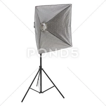 Studio flash on a stand over isolated white background Stock Photos
