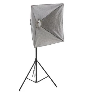 Studio flash on a stand over isolated white background Stock Photos