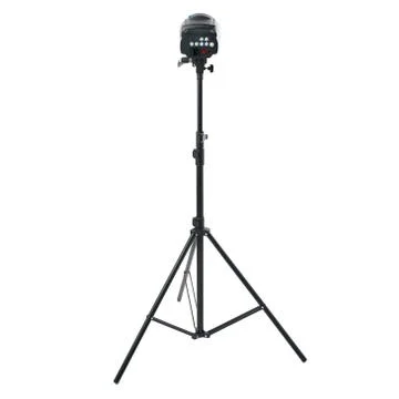 Studio flash on a stand over isolated white background Stock Photos