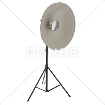Studio flash on a stand over isolated white background Stock Photos