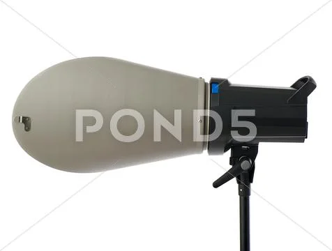 Studio flash on a stand over isolated white background Stock Photos