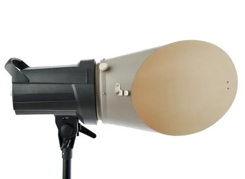 Studio flash on a stand over isolated white background Stock Photos