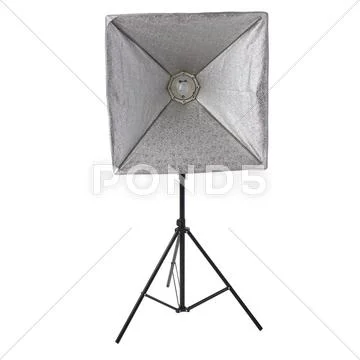 Studio flash on a stand over isolated white background Stock Photos