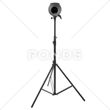 Studio flash on a stand over isolated white background Stock Photos