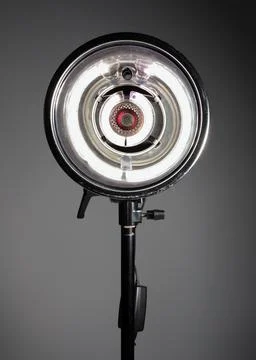 Studio flash strobe on stand Stock Photos