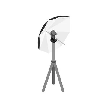 Studio flash with umbrella icon Stock Illustration