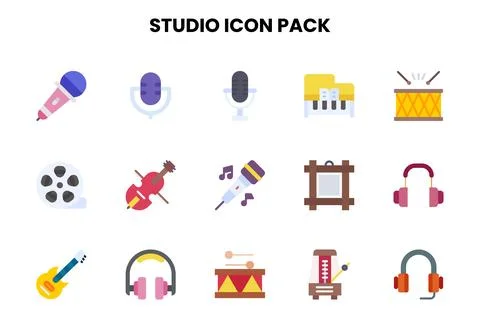 Studio Flat Design Icons Pack Stock-Illustration