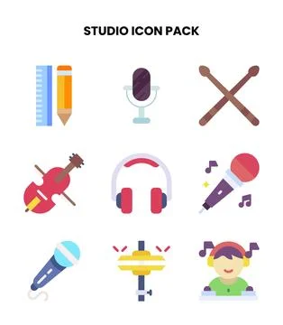 Studio Flat Icons Pack Иллюстрация