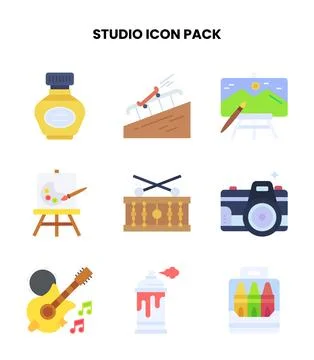 Studio Flat UI Icons Pack Stock Illustration