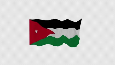 Studio Fluttering Jordan National Flag Loop Alpha Channel Video stock 342735443
