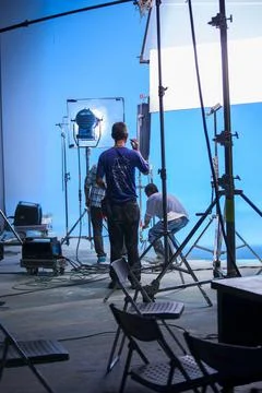 Studio, gaffer, adjustment, scene, lighting Stock Photos