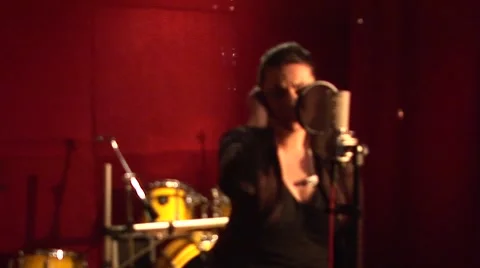 Studio girl singing Stock Footage 42079630