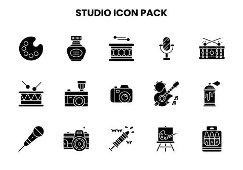 Studio Glyph Graphics Icons Pack 스톡 일러스트