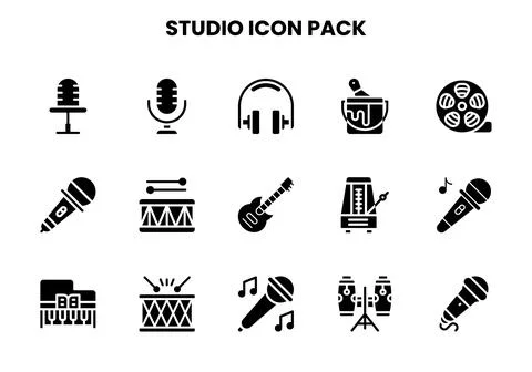 Studio Glyph Icons Pack Stock Illustration