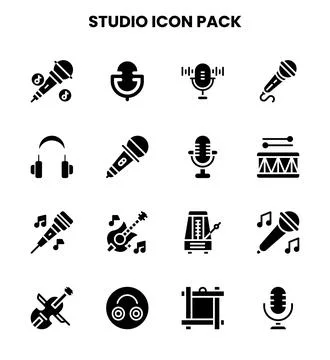 Studio Glyph Icons Pack Illustrazione stock