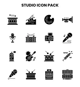 Studio Glyph Scalable Icons Pack Stock Illustration