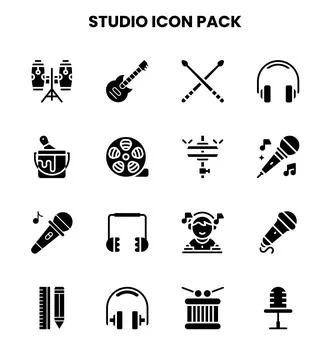 Studio Glyph UI Icons Pack Stock Illustration
