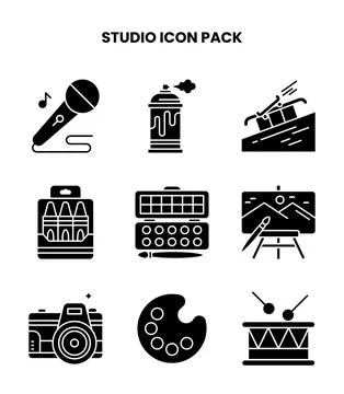 Studio Glyph UI Icons Pack Stock Illustration