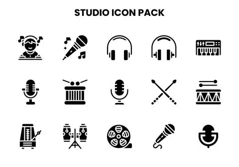 Studio Glyph Vector Icons Pack Stock Illustration
