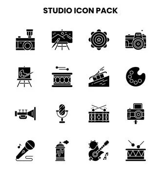 Studio Glyph Vector Icons Pack Иллюстрация