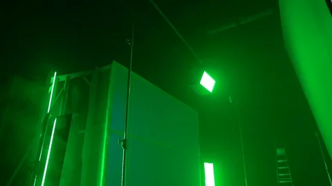 Studio Green Lighting Equipment Stock Footage 124927643