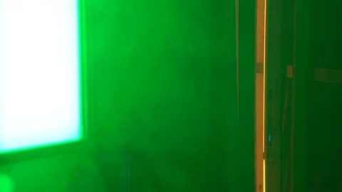 Studio Green Lighting Smoke Stock Footage 124927628