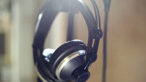 Studio headphones microphone Video stock 59872735