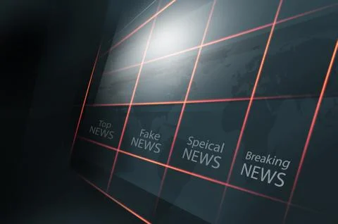 Studio High Tech Display Screen with Multiple Grid Lines and News Section イラスト素材