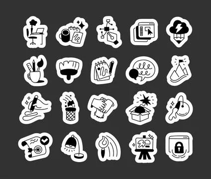 Studio icon set featuring designer workplace Illustration