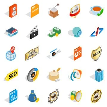 Studio icons set, isometric style Ilustración de archivo