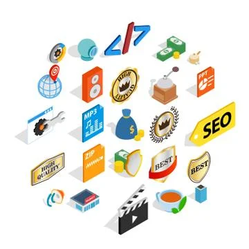 Studio icons set, isometric style 스톡 일러스트