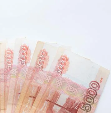 Studio image 5000 rubles. five thousand cash of the Russian Federation macro Stock Photos