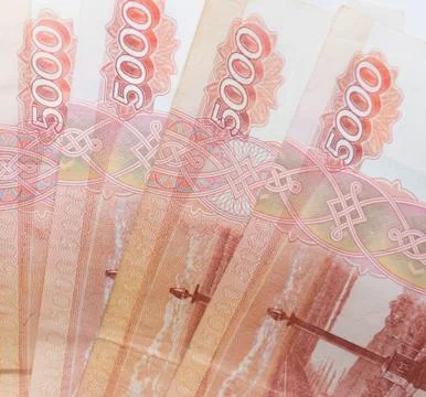 Studio image 5000 rubles. five thousand cash of the Russian Federation macro Stock Photos