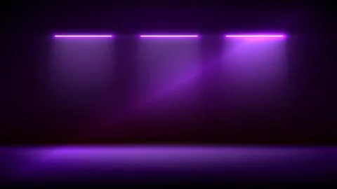 Studio interior, stage with neon, led lighting. Background. Modern pink purple 스톡 일러스트