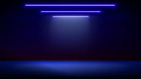 Studio interior, stage with neon, led lighting. Background. Modern dark interior Stock Illustration