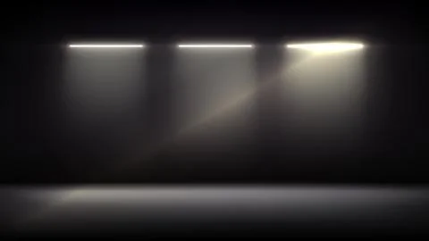 Studio interior, stage neon, led lighting. Dark background, backdrop black Stock Illustration